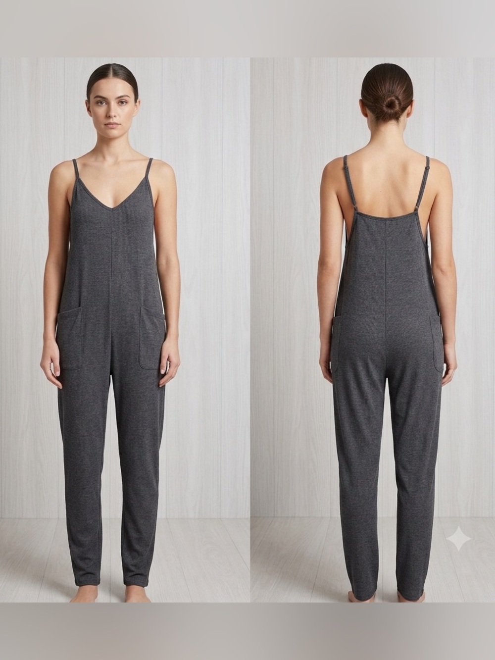 Charcoal Gray Spaghetti-Strap Jumpsuit